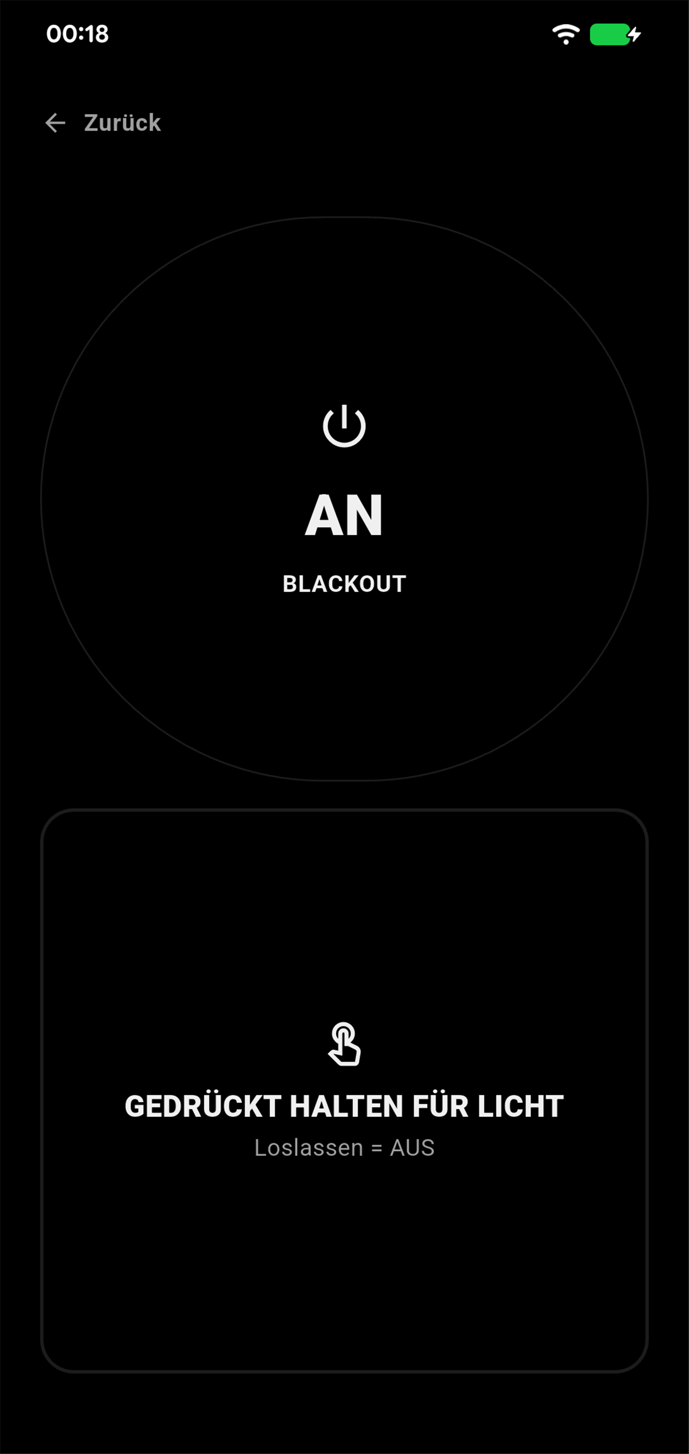 Aktiver Blackout-Modus in mLIGHTwh